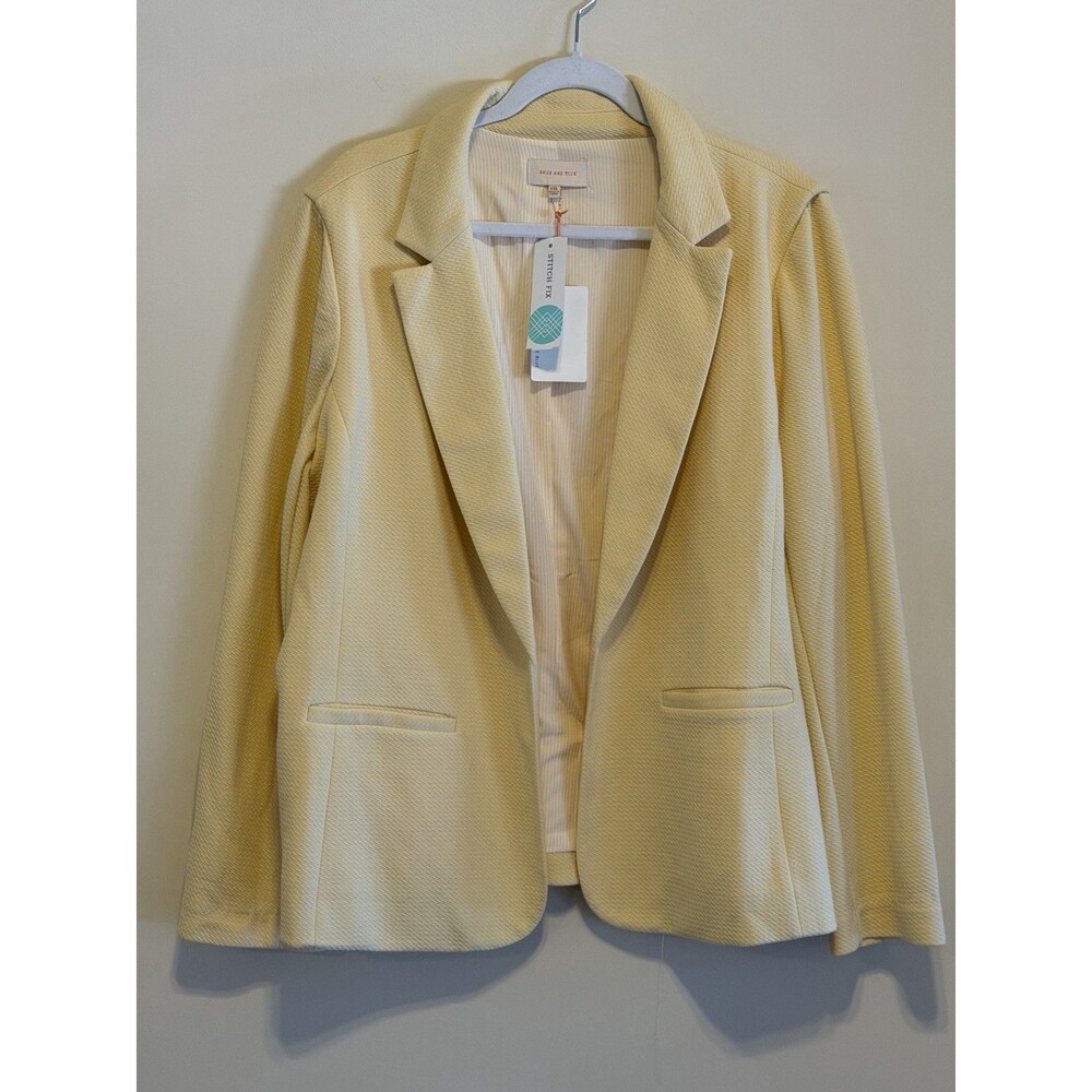 NWT Skies Are Blue Blazer Womens XXL Yellow Textured Open Front Stitch Fix